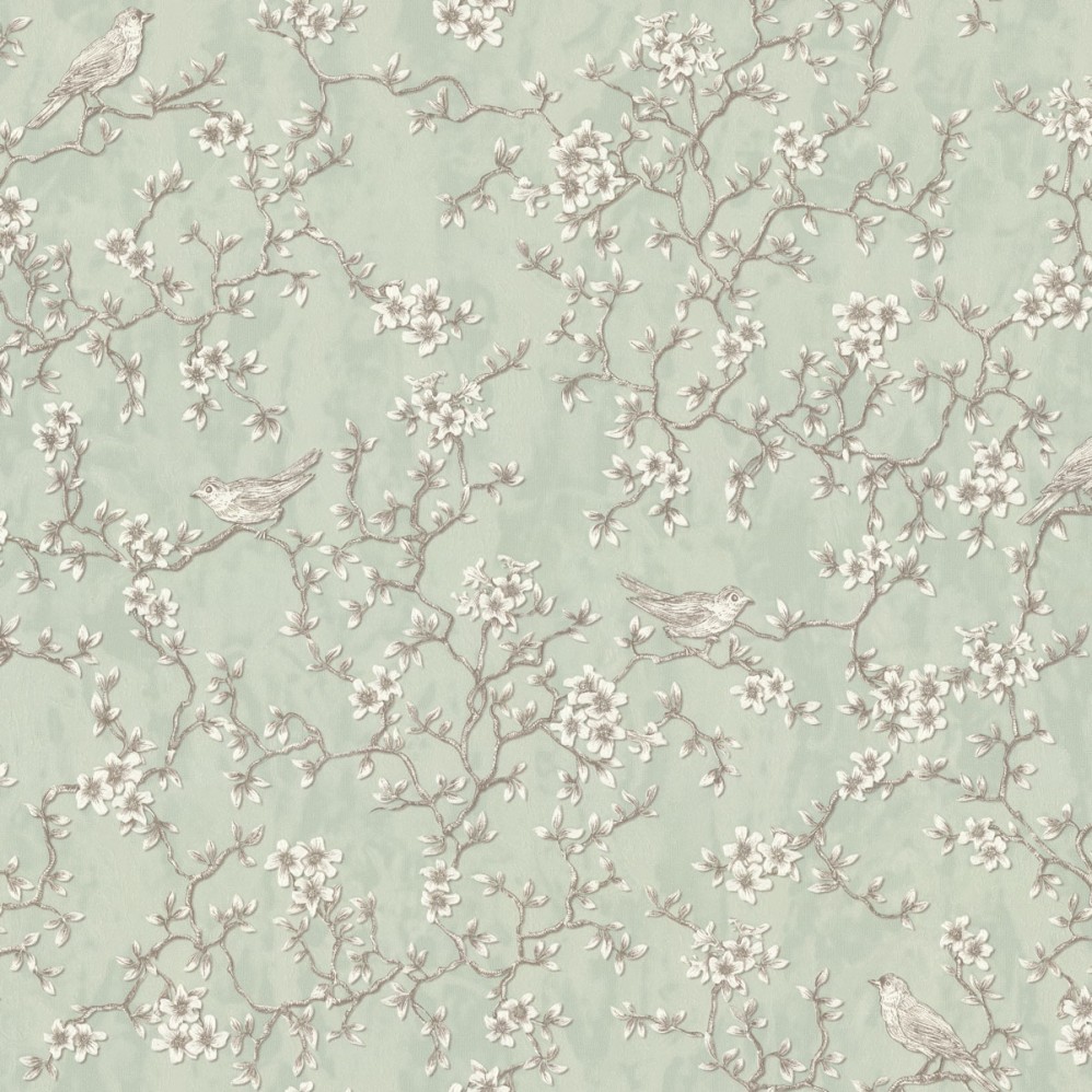 Обои изящные веточки на зеленом фоне Euro Decor виниловые Edem  арт.7165-04